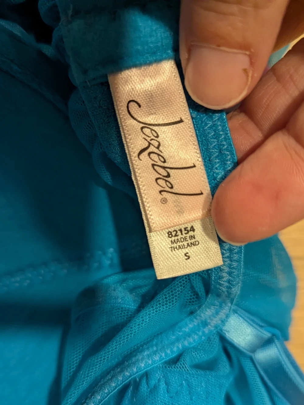 Jezebel Bright Blue Sheer Babydoll with Pink Ribbon Accent